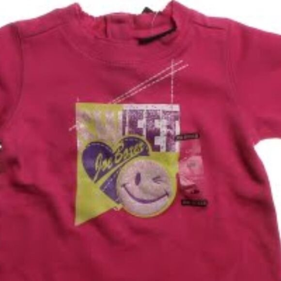 Joe Boxer 12M Girls sweatshirt fleece smile Happy face Graphic Hot Pink NEW - Picture 2 of 2